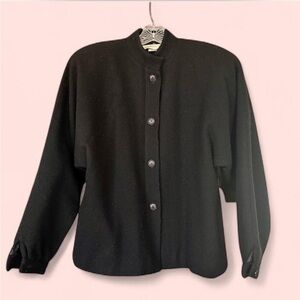 Vintage Black Crop Pea Coat Quiet Luxury, Preppy